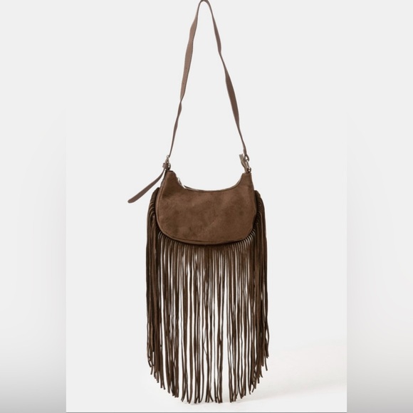Boutique Handbags - Brown Fringe Boho Shoulder Bag O/S